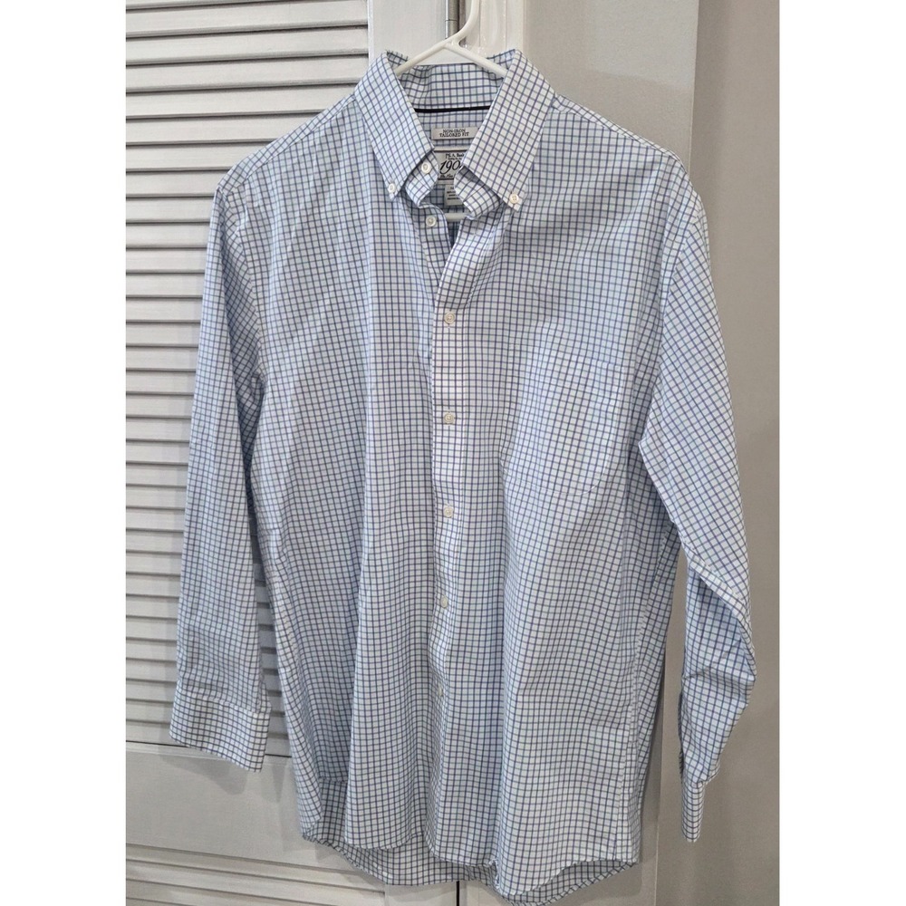 Joseph A Bank 1905 Collection Dress Shirt Blue White Checkered 16 x 33 Tailored